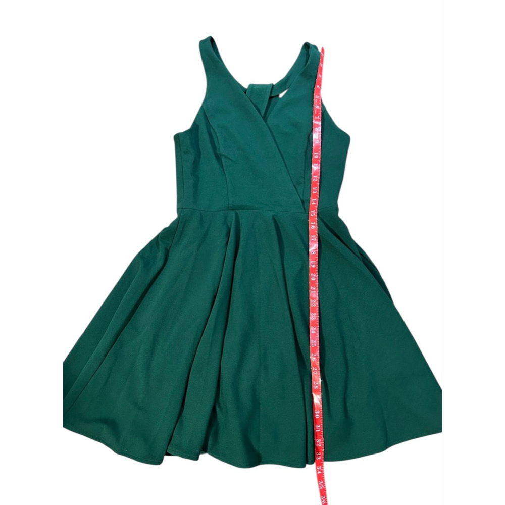 Lulus Green Wonder Whirl Dark Green Twist Back Skater Dress S - Picture 5 of 7